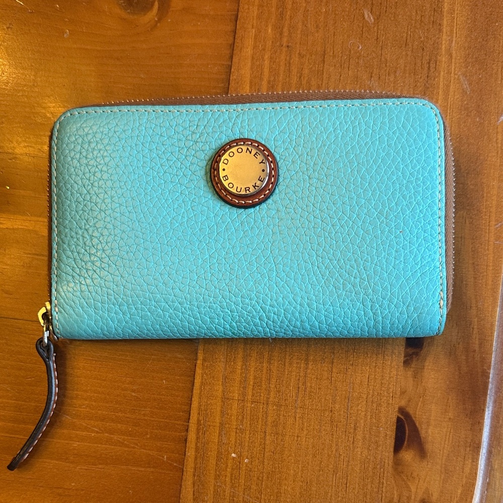 Dooney & Bourke Aqua Leather Zip Wallet
